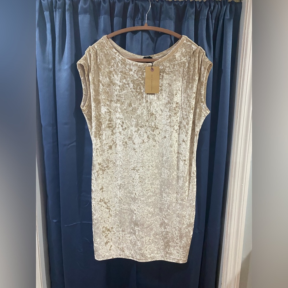 Knot Sisters Velvet Tan Midi Dress